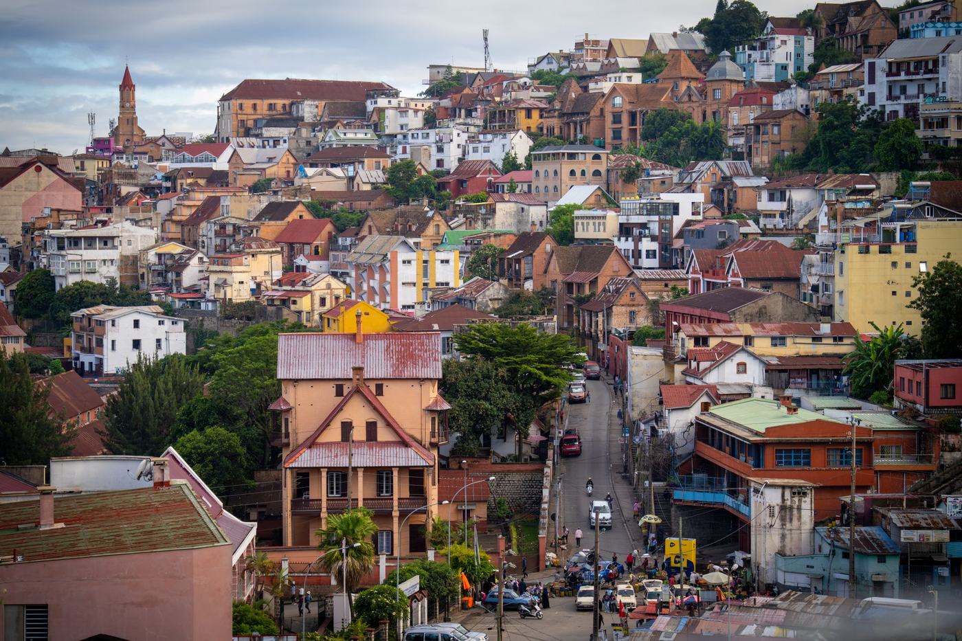 Vue aérienne des collines d’Antananarivo
